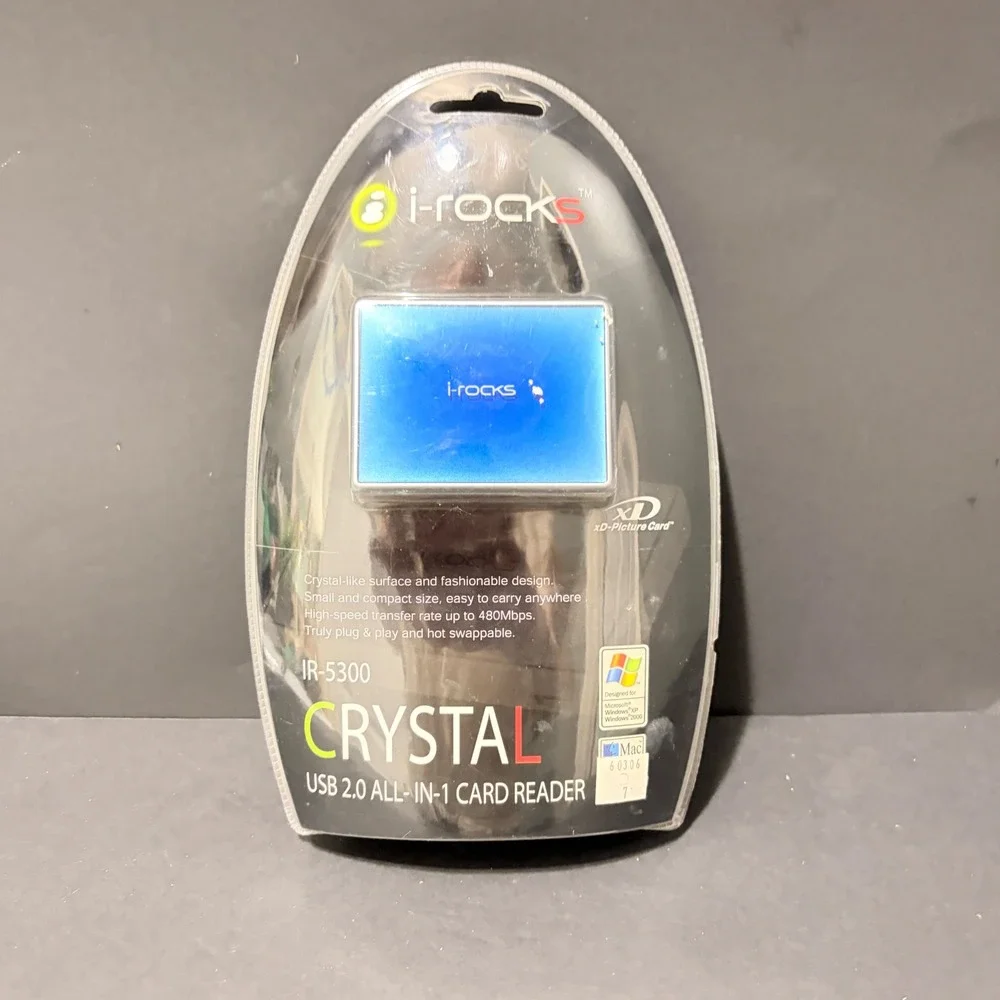 i-Rocks Crystal IR-5300 USB 2.0 All-In-1 Card Reader Blue New Y2K Retro Tech